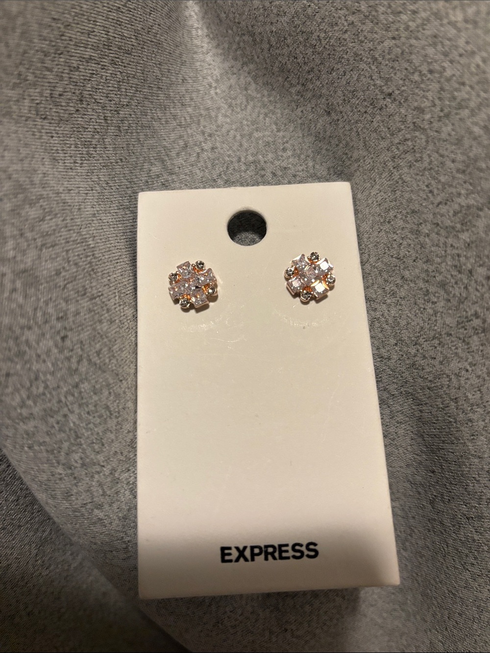 Express Rose Gold Crystal Cluster Stud Earrings